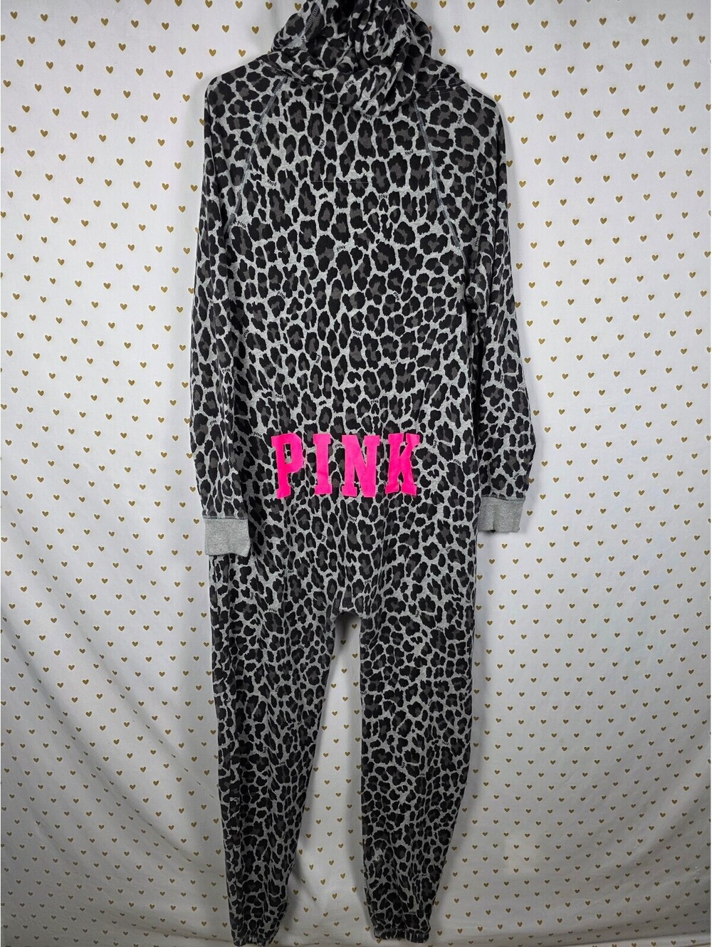 Victoria's Secret PINK 2012 Fashion Show Leopard Jumpsuit Onesie M Hooded HTF